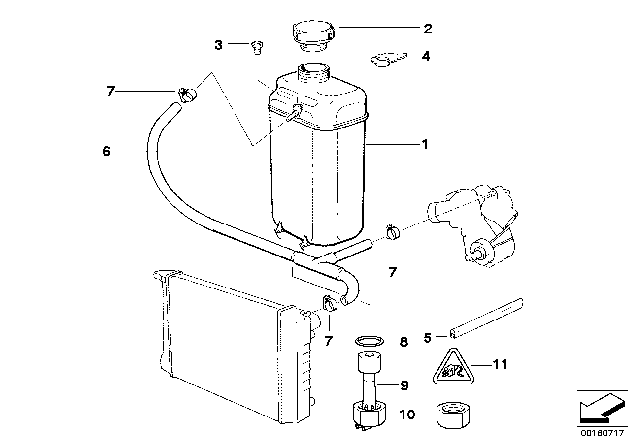 1996 BMW 840Ci Vent Hose Diagram for 17101704412