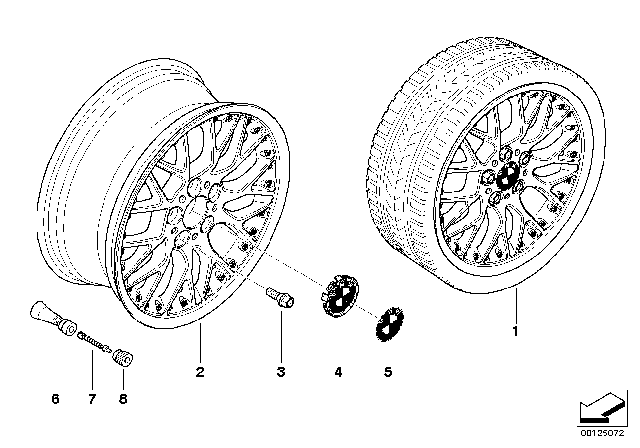 2003 BMW Z4 BMW Composite Wheel, Cross Spoke Diagram