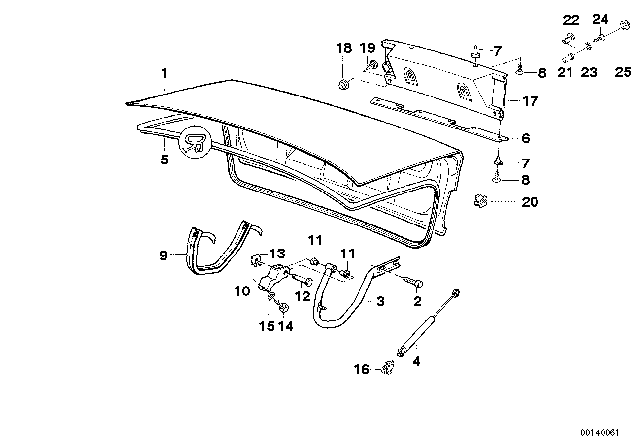 1993 BMW 535i Single Components For Trunk Lid Diagram