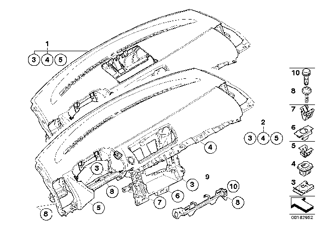 2009 BMW 135i Trim Panel Dashboard Diagram