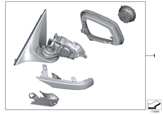 2011 BMW 750i xDrive Outside Mirror Without Glass Heated Right Diagram for 51167282136