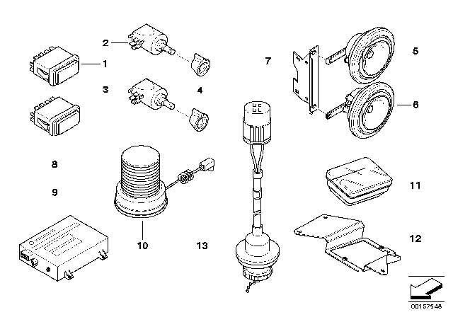 2001 BMW 540i Super-Tone Horn, Low Diagram for 61338374251