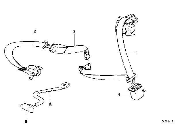 1992 BMW 735iL Rear Right Lower Seat Belt Diagram for 72118101902