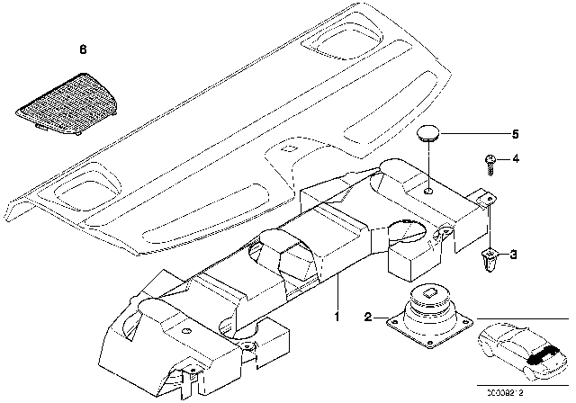1998 BMW 540i Single Parts Subwoofer box Top-HIFI System Diagram