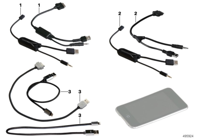 2010 BMW 128i Cable Adapter, Apple iPod / iPhone Diagram