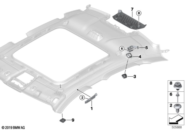 2020 BMW 228i xDrive Gran Coupe Coat Hook Diagram for 51167321755