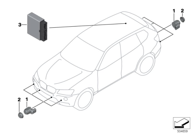 2014 BMW X3 Ultrasonic-Sensor Diagram 2