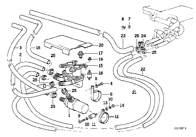 1994 BMW 525i Water Pump Diagram for 64118390090