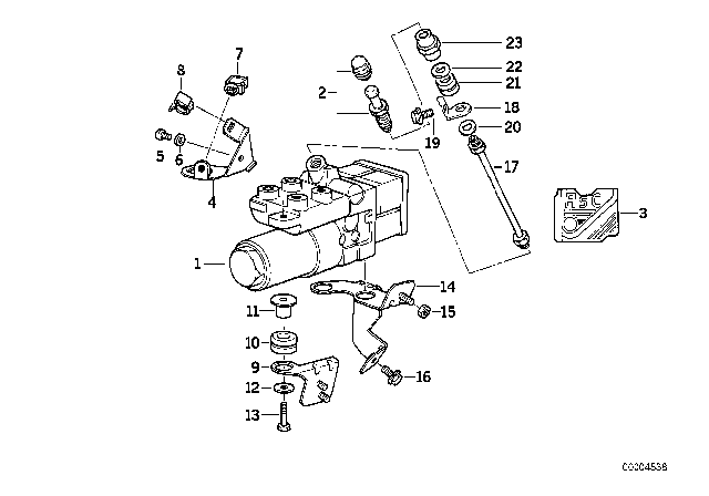 1995 BMW 530i Hydro Unit ABS / ASC+T Diagram