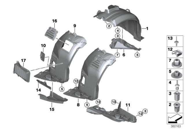 2007 BMW 328xi Wheel Arch Trim Diagram 1