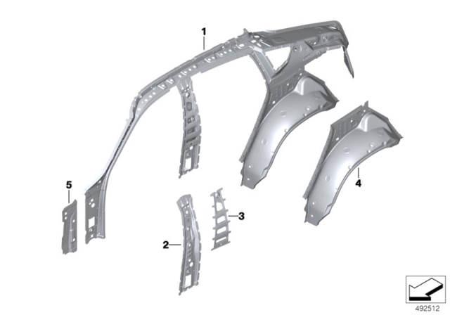 2020 BMW X6 LEFT INTERIOR SIDE FRAME Diagram for 41007955021