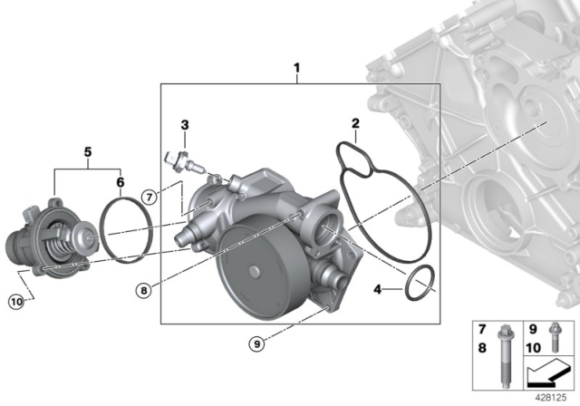 2015 BMW X5 M Cooling System - Coolant Pump / Thermostat Diagram