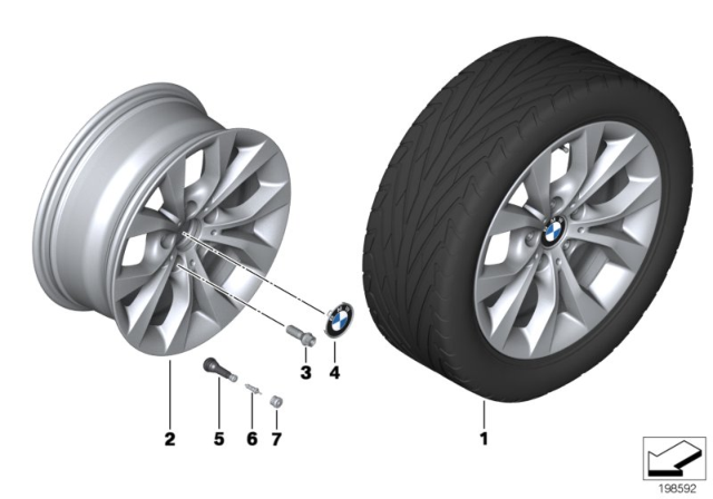 2014 BMW X1 BMW LA Wheel, V-Spoke Diagram 1