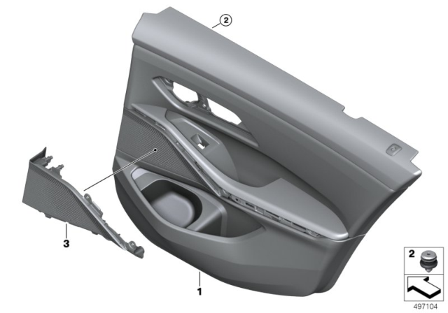 2020 BMW M340i xDrive DOOR TRIM PANEL, REAR, RIGHT Diagram for 51429460712