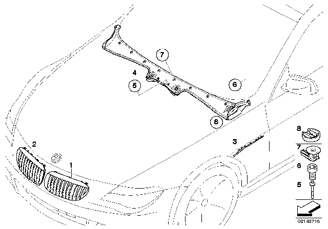 2010 BMW M6 Exterior Trim / Grille Diagram