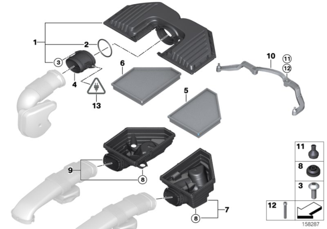 2010 BMW X5 Intake Silencer, Bottom Diagram for 13717558727