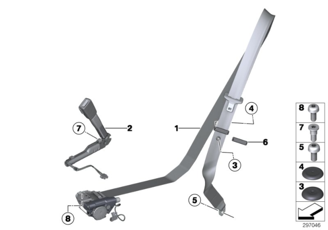 2012 BMW 640i Safety Belt Front Diagram