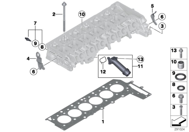 2014 BMW 535d Cylinder Head & Attached Parts Diagram 2