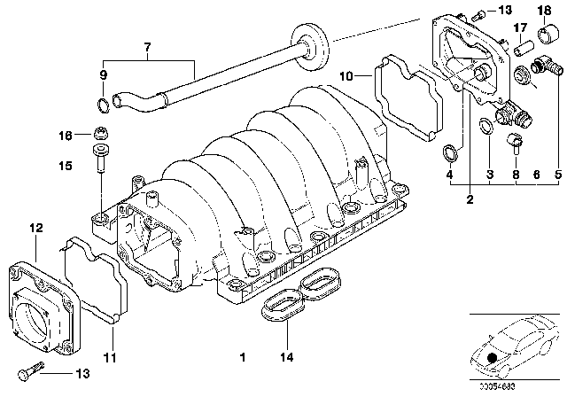 2001 BMW 540i Intake Manifold System Diagram