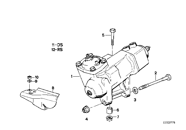 1993 BMW 850Ci Exchange Hydro Steering Gear Diagram for 32131139625