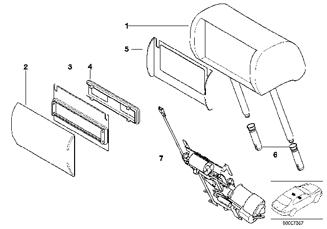 1998 BMW 740iL Multi-Purpose Headrest Diagram