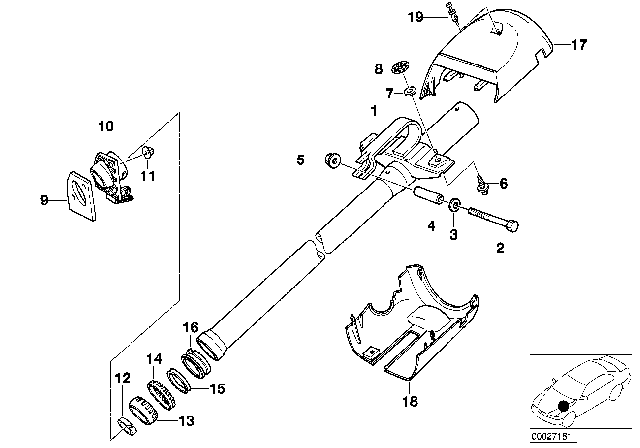 1998 BMW 328is Fixed Steering Column Tube Diagram 2
