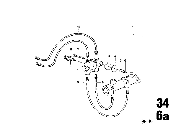 1976 BMW 3.0Si Brake Pipe, Front Diagram 1