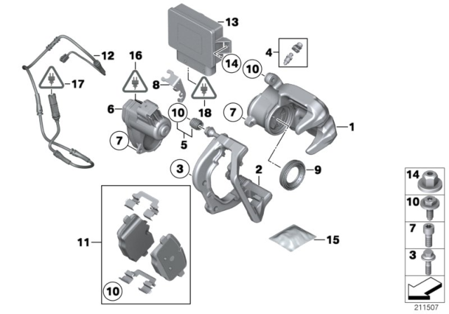 2016 BMW M6 Calliper Carrier Left Diagram for 34217849385