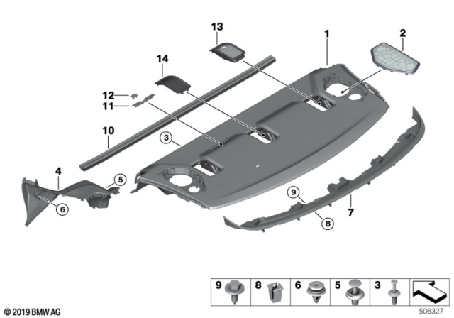 2020 BMW 228i xDrive Gran Coupe Rear Window Shelf Diagram