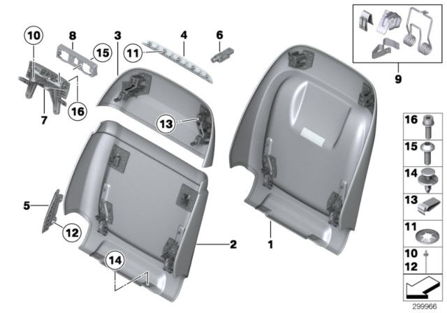 2015 BMW 740i Set, Front, Backrest Trims Diagram