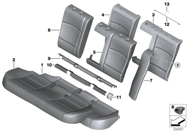 2015 BMW 535i Seat, Rear, Cushion & Cover Diagram 2