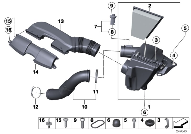 2014 BMW X1 Intake Silencer / Filter Cartridge Diagram