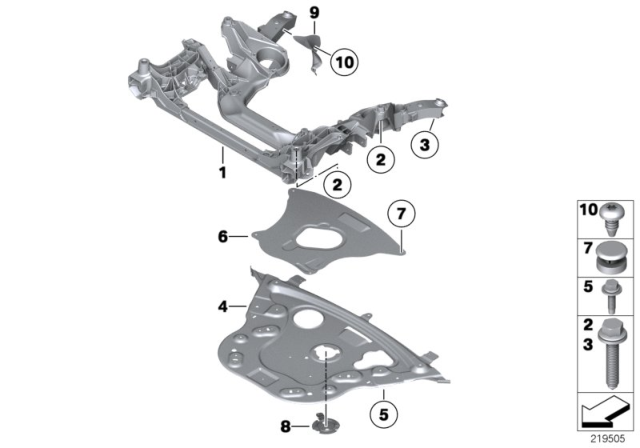 2011 BMW 535i xDrive Front Axle Support Diagram