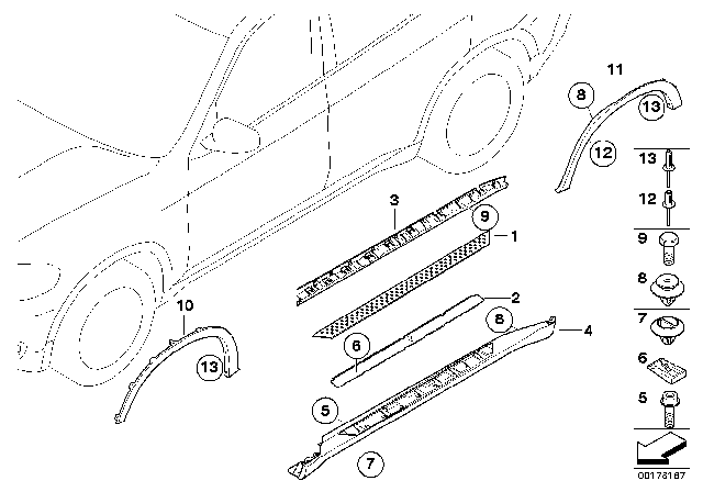 2011 BMW X5 Trim, Sill / Wheel Arch Footboard Diagram