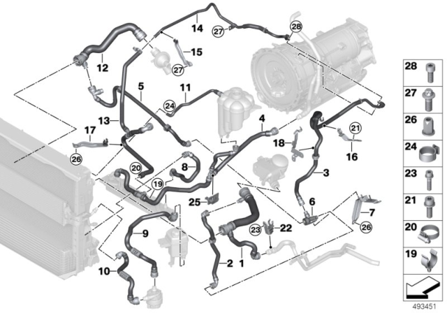 2018 BMW X5 Radiator Thermostat Line Hose Diagram for 17127644095