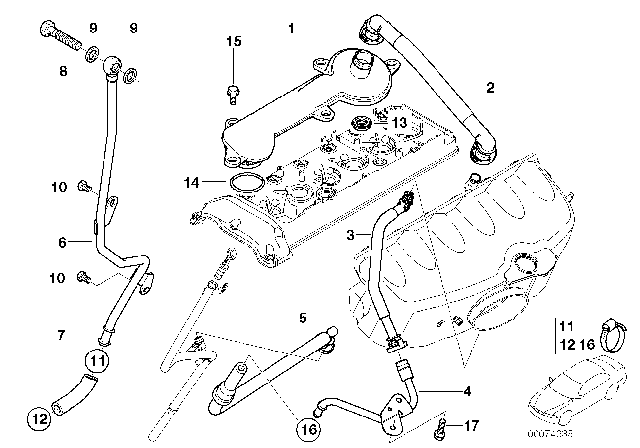 2005 BMW M3 Vent Hose Diagram for 11157831311