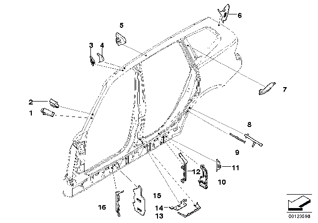 2006 BMW X3 Molded Part For Entrance Inside,Rear Diagram for 41213404349