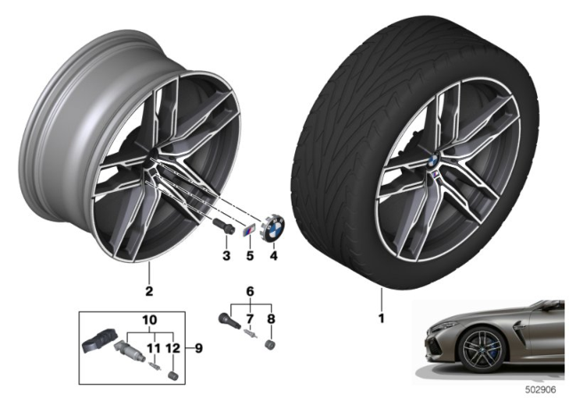 2020 BMW M8 BMW Light-Alloy Wheel Double Spokes Diagram
