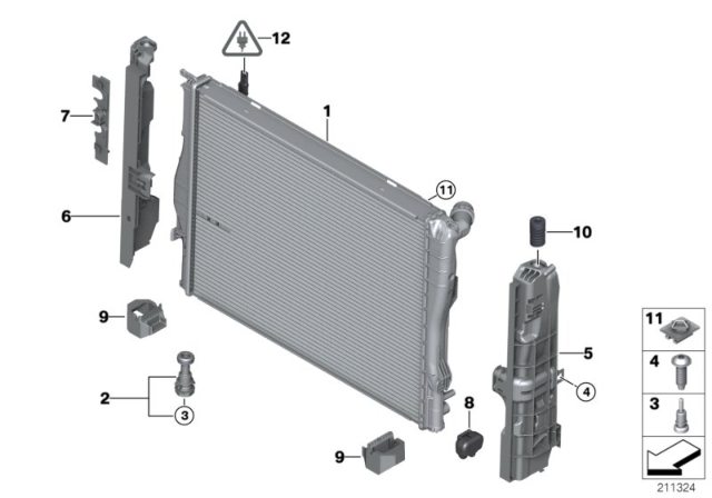 2013 BMW 328i Mounting Parts For Radiator Diagram