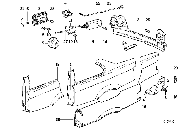 1993 BMW 325i Side Panel / Tail Trim Diagram