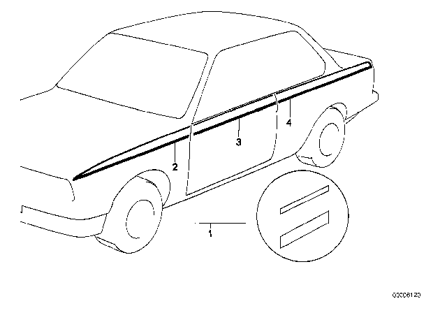 1990 BMW M3 Ornamental Strips Diagram 1