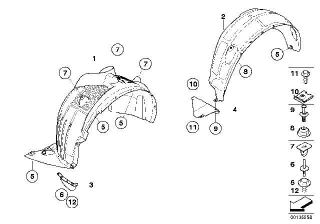 2008 BMW X3 Wheel Arch Trim Diagram