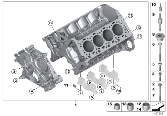 2019 BMW X6 M Engine Block & Mounting Parts Diagram 1