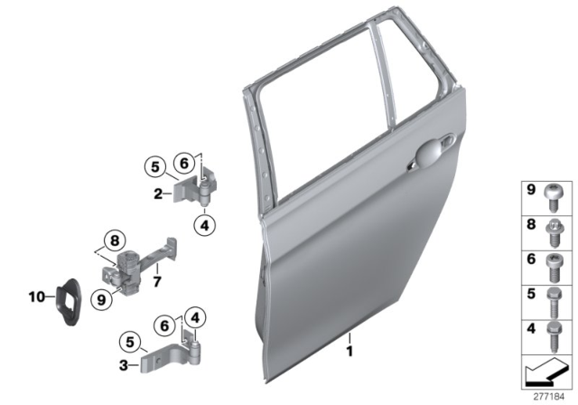 2015 BMW 328i xDrive Rear Door - Hinge / Door Brake Diagram