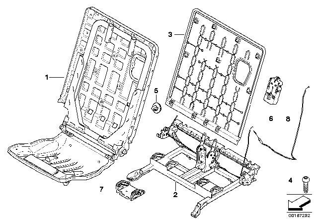 2013 BMW X5 Seat, Rear, Seat Frame Diagram 1