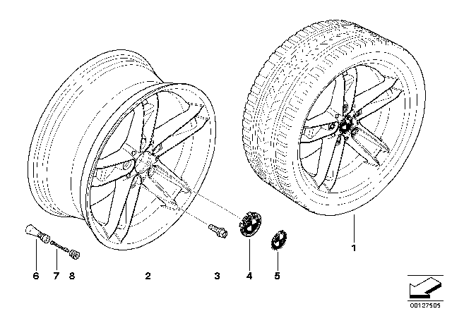 2005 BMW X3 BMW Light Alloy Wheel, Spider Spoke Diagram 4