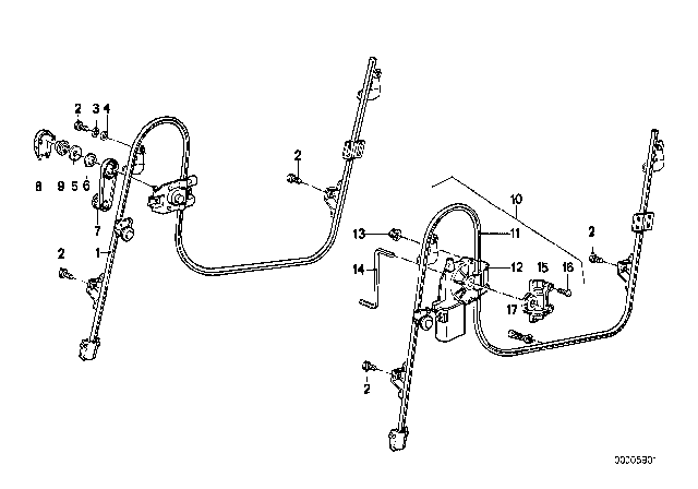 1989 BMW M3 Door Window Lifting Mechanism Diagram 2