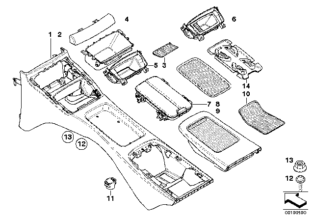 2013 BMW 328i Centre Console Diagram