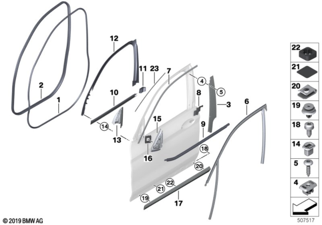 2019 BMW X3 Shaft Cover Front Door Right Diagram for 51337393414