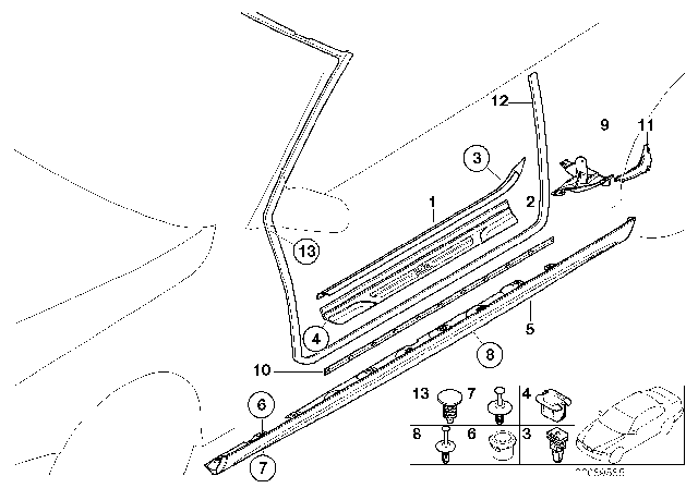 2004 BMW M3 Mucket / Trim, Entrance Diagram